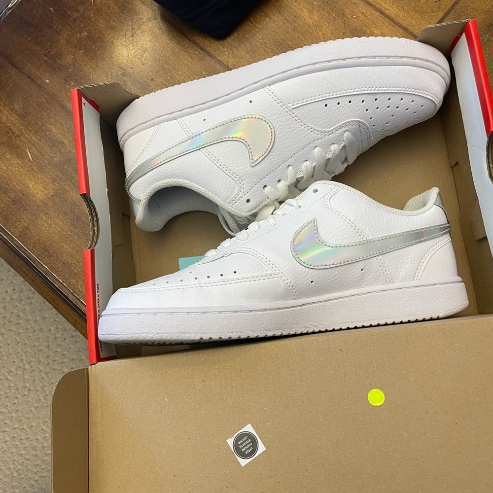 Nike White Iridescent Court Visions